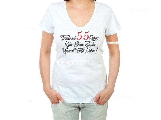 Narozeninové tričko k 55 pro ženu SK - velikost M