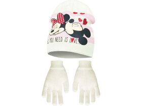 Bílá čepice a rukavice Minnie a Mickey - velikost 54