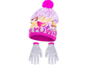 Růžová čepice a rukavice Princess II - velikost 52