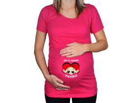 Růžové těhotenské tričko Jak to vypadá venku
