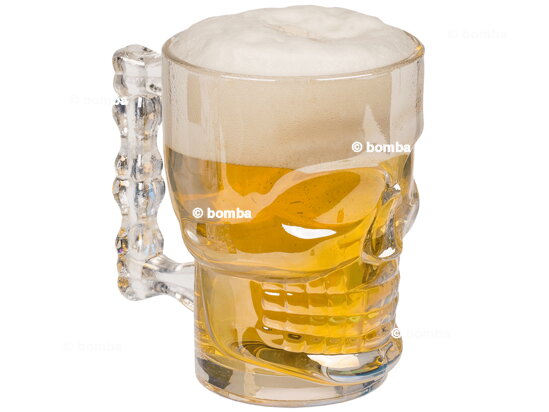 Skleněný pohár na pivo Lebka