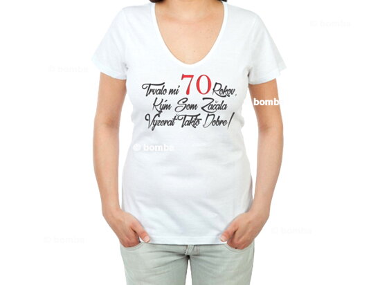 Narozeninové tričko k 70 pro ženu SK - velikost M