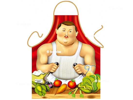 Zástěra pro kuchaře v Botero stylu