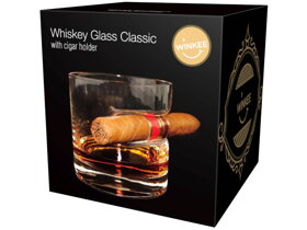 Klasická sklenice na whisky s držákem na doutníky