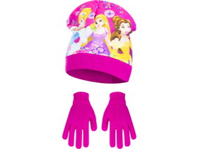 Cyklámenová čepice a rukavice Princess - velikost 52