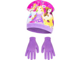 Fialová čepice a rukavice Princess - velikost 52