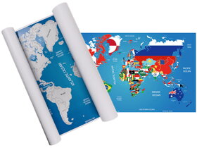 Stírací mapa světa s vlajkami států
