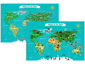 Stírací mapa světa se zvířaty
