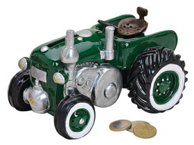 Pokladnička zelený traktor
