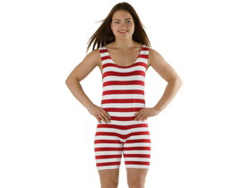 Dámské retro plavky červeno-bílé - XL