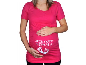 Růžové těhotenské tričko s nápisem Nesahat, kopu SK
