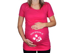 Růžové těhotenské tričko s nápisem Tady bydlím já