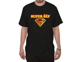 Černé tričko Super šéf - velikost M