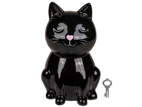 Černá keramická pokladnička kočka