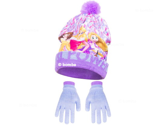 Fialová čepice a rukavice Princess II - velikost 54