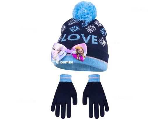 Modrá čepice a rukavice Frozen II Love - velikost 54
