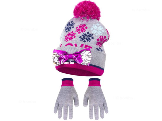 Šedá dívčí čepice a rukavice Frozen - velikost 54