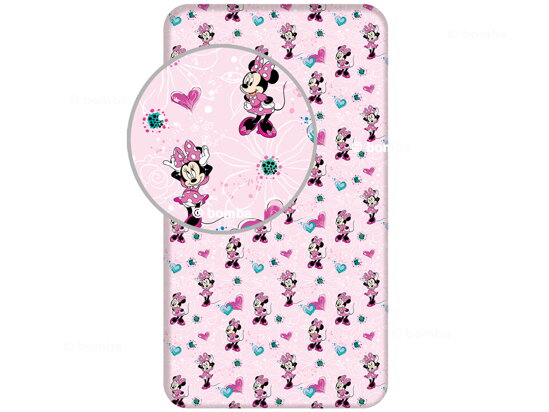 Růžové dětské prostěradlo Minnie Mouse Flowers