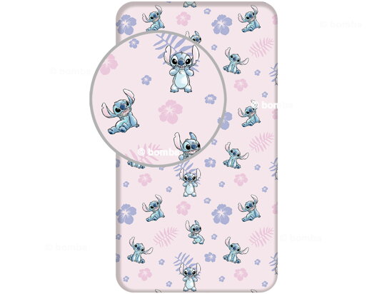 Růžové napínací prostěradlo pro děti Disney Stitch