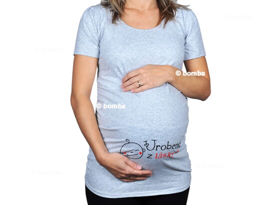 Šedé těhotenské tričko s nápisem Udělané z lásky SK