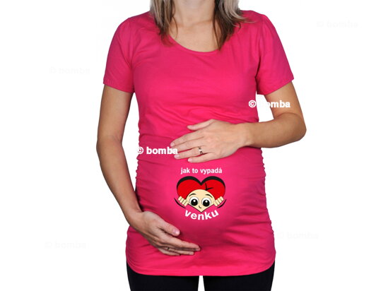 Růžové těhotenské tričko Jak to vypadá venku