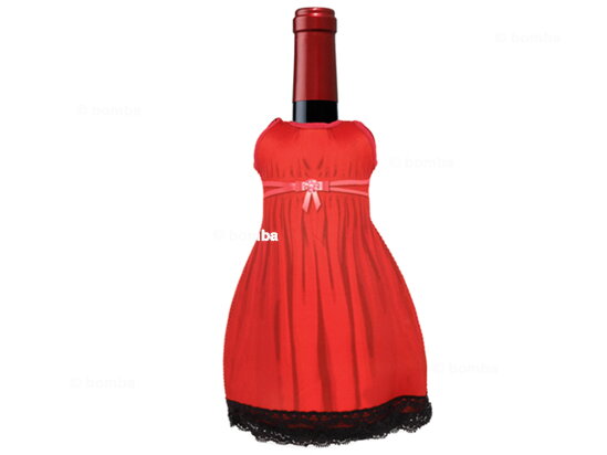 Červené dámské šaty na láhev