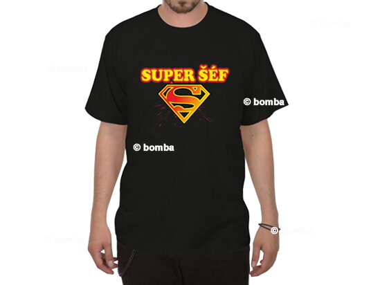 Černé tričko Super šéf - velikost XXL