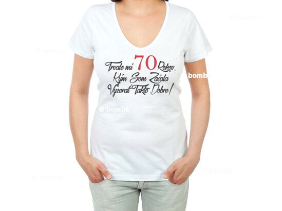 Narozeninové tričko k 70 pro ženu SK - velikost S