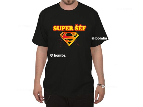 Černé tričko Super šéf - velikost XL