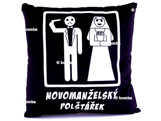 Novomanželský polštářek černo-bílý