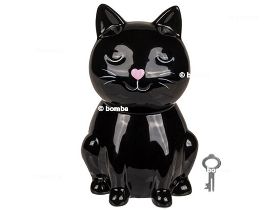 Černá keramická pokladnička kočka