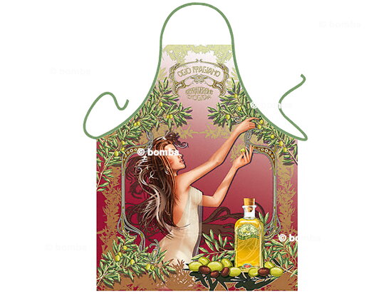 Kuchyňská zástěra s olivovým olejem