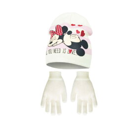 Bílá čepice a rukavice Minnie a Mickey - velikost 52