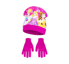 Cyklámenová čepice a rukavice Princess - velikost 54
