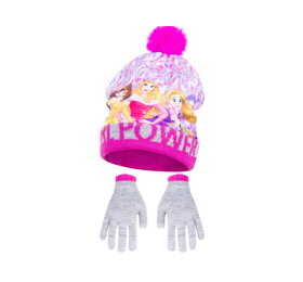 Růžová čepice a rukavice Princess II - velikost 54