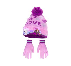 Růžová čepice a rukavice Frozen II Love - velikost 52