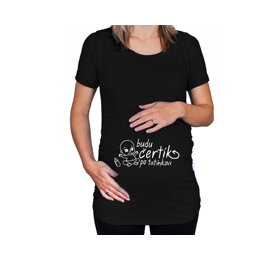 Černé těhotenské tričko Budu čertík po tatínkovi