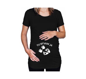 Černé těhotenské tričko s nápisem Tady bydlím já SK
