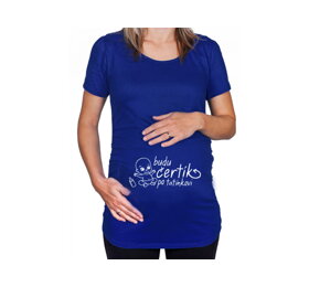 Modré těhotenské tričko Budu čertík po tatínkovi