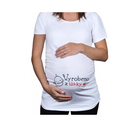 Bílé těhotenské tričko s nápisem Vyrobeno z lásky