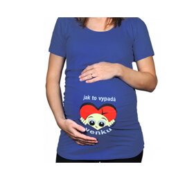 Modré těhotenské tričko Jak to vypadá venku