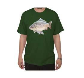 Zelené rybářské tričko s kaprem - velikost XL