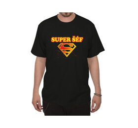 Černé tričko Super šéf - velikost L