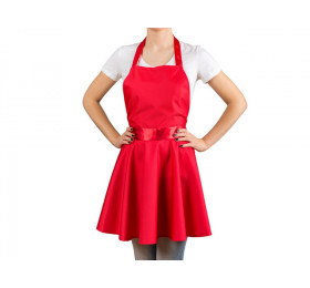 Červená kuchyňská zástěra ve tvaru šatů